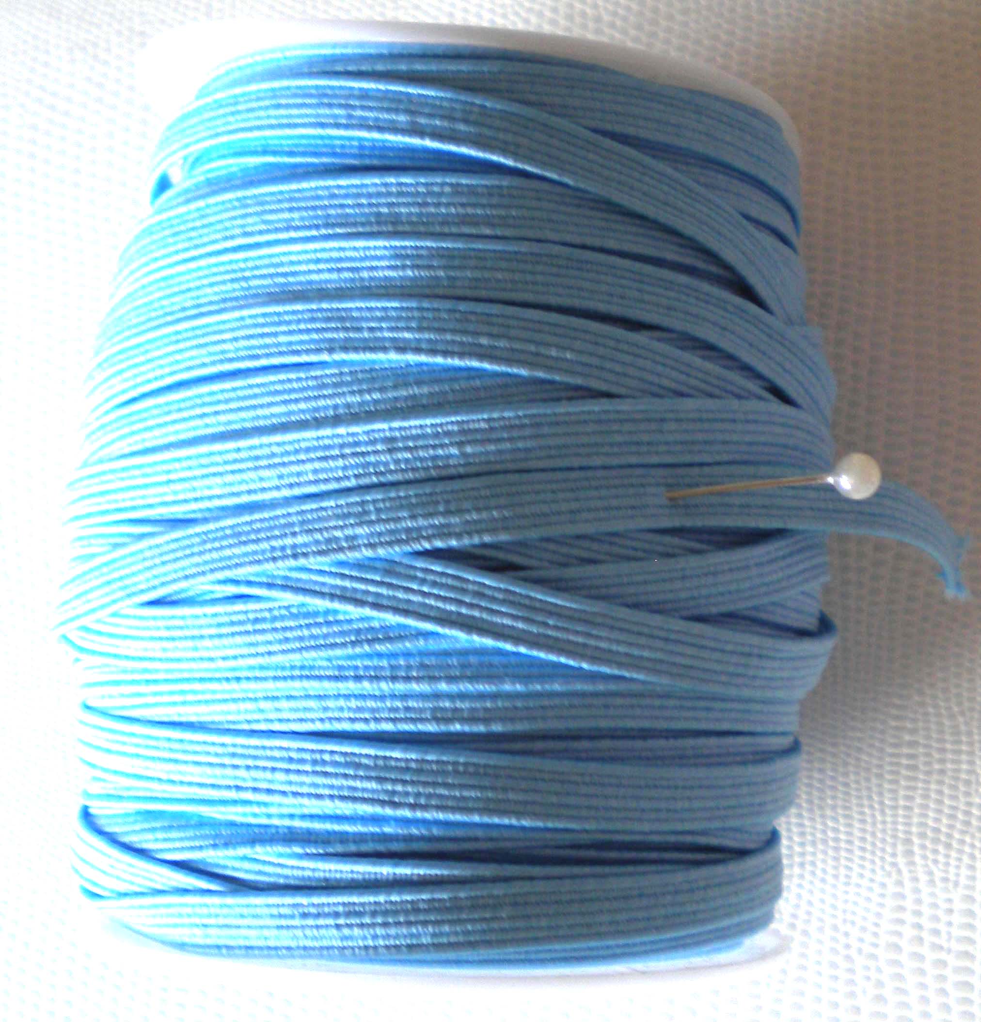 Elastique Plat 3mm - BLEU PALE