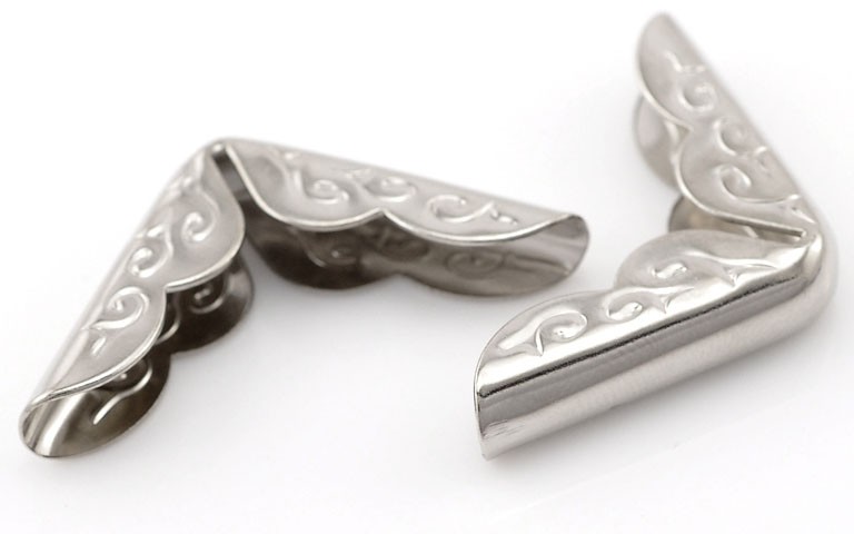 Coin en Métal pour Cartonnage - ARGENT 21x21mm (x4)