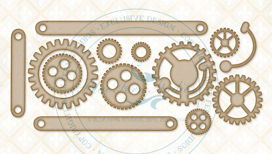 Chipboard Carton - Cogs and Gears - Blue Fern Studios