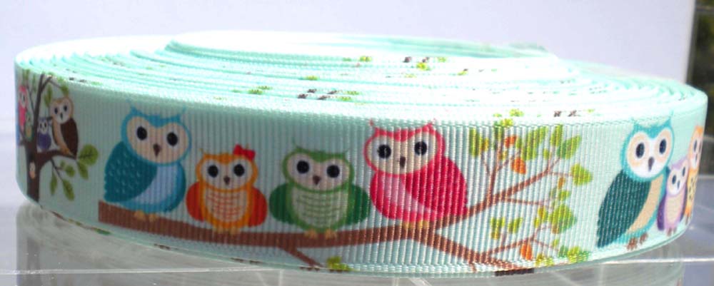 Ruban Imprimé fantaisie - HIBOUX BRANCHE